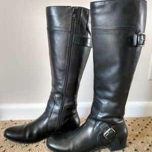 Nine West tall black leather riding boots